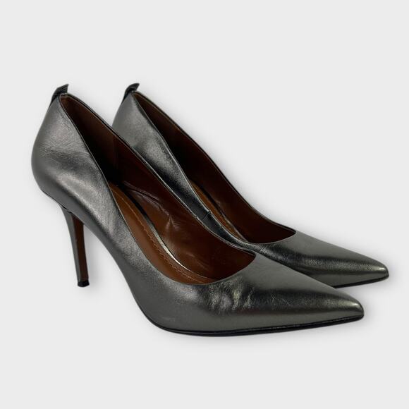 Coach Waverly Pump Metallic Gunmetal Grey Leather Size 8.5 - Picture 1 of 12